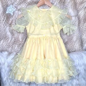 Vintage Lida California Pageant Girl Mellow Yellow Ruffle Dress